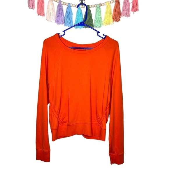 Athleta Orange Comfy Casual Pullover Crewneck Synched Back Sweatshirt Large - Picture 1 of 16